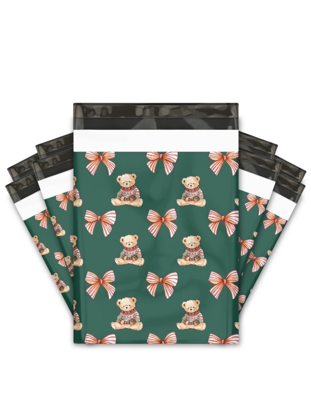 25ct 10x13 CHRISTMAS TEDDY BEAR POLY MAILERS